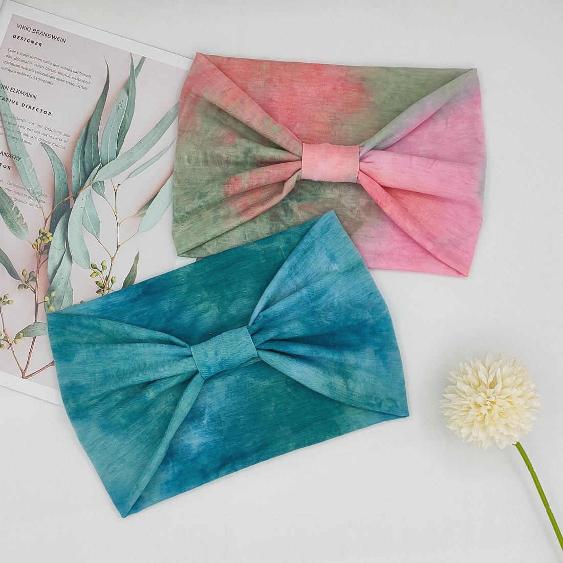 YONUF Wide Headbands For Women Knotted Headband African Women’s Head Wraps Stretchy Turban Hair Accessories Bands Tie Dye 4 Pack