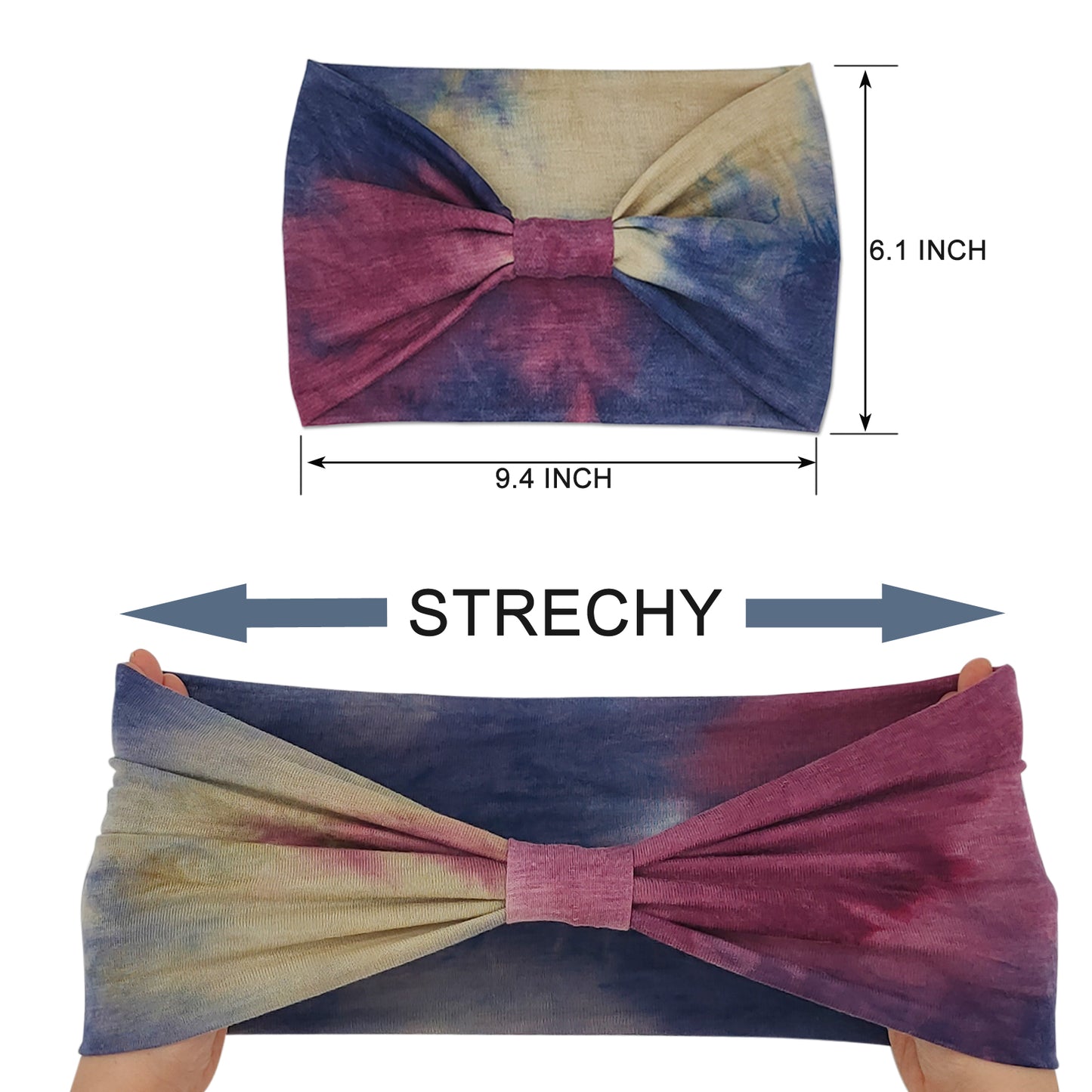 YONUF Wide Headbands For Women Knotted Headband African Women’s Head Wraps Stretchy Turban Hair Accessories Bands Tie Dye 4 Pack